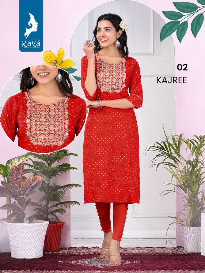 Kajree By Kaya Rayon Slub Printed Kurtis Wholesale Price In Surat